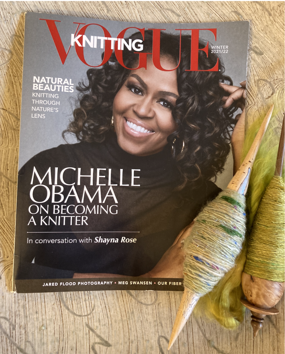 A photograph of Vouge Knitting Winter 2021-2022 featuring Michelle Obama